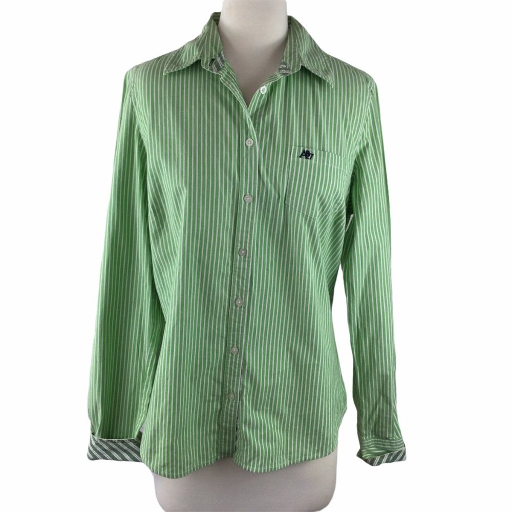 Aeropostale Green/White Cotton‎ Shirt, Size L